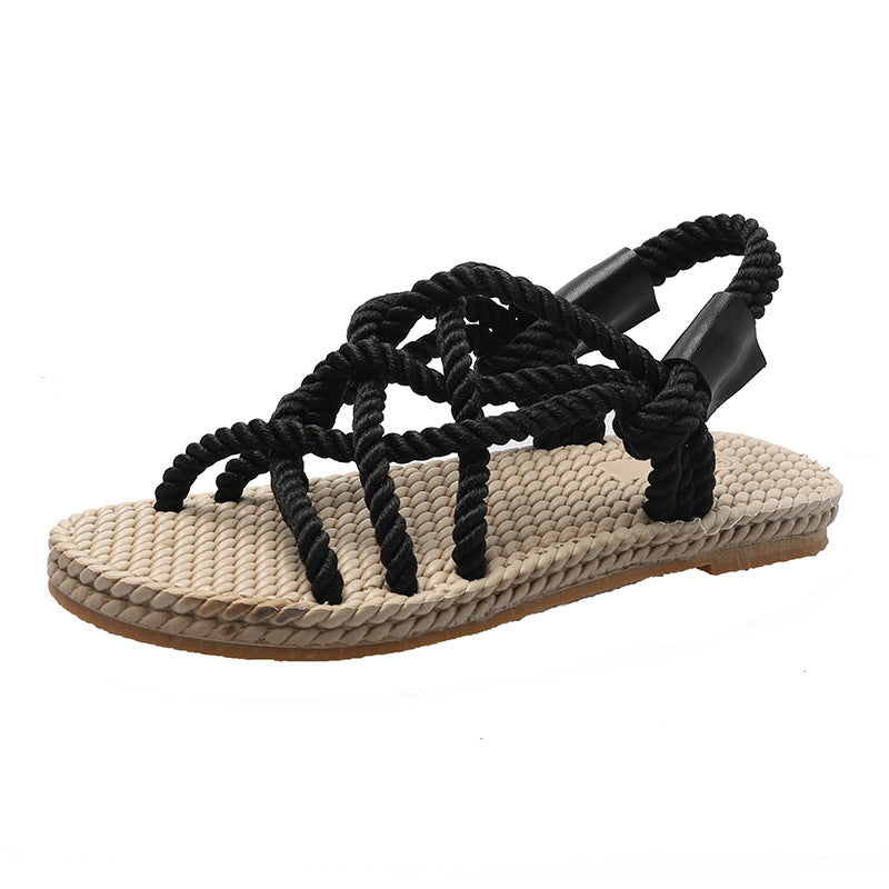 Sandales Tressées Style Romain pour Femme – Esprit Méditerranéen, Élégance Naturelle | Othier