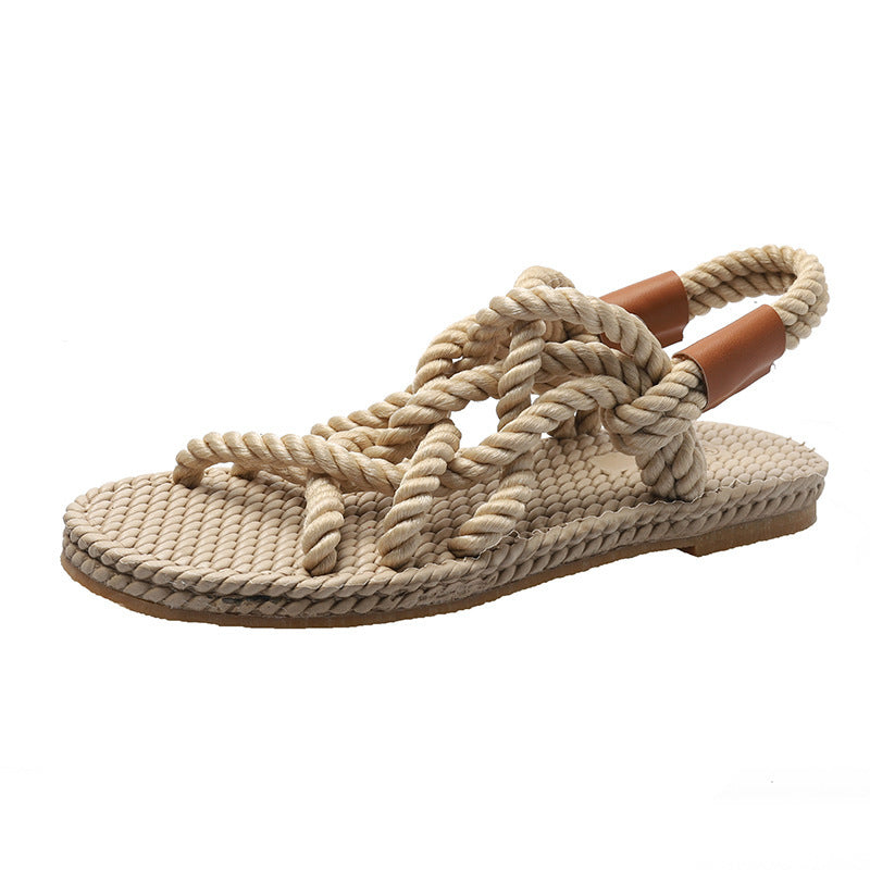 Sandales Tressées Style Romain pour Femme – Esprit Méditerranéen, Élégance Naturelle | Othier