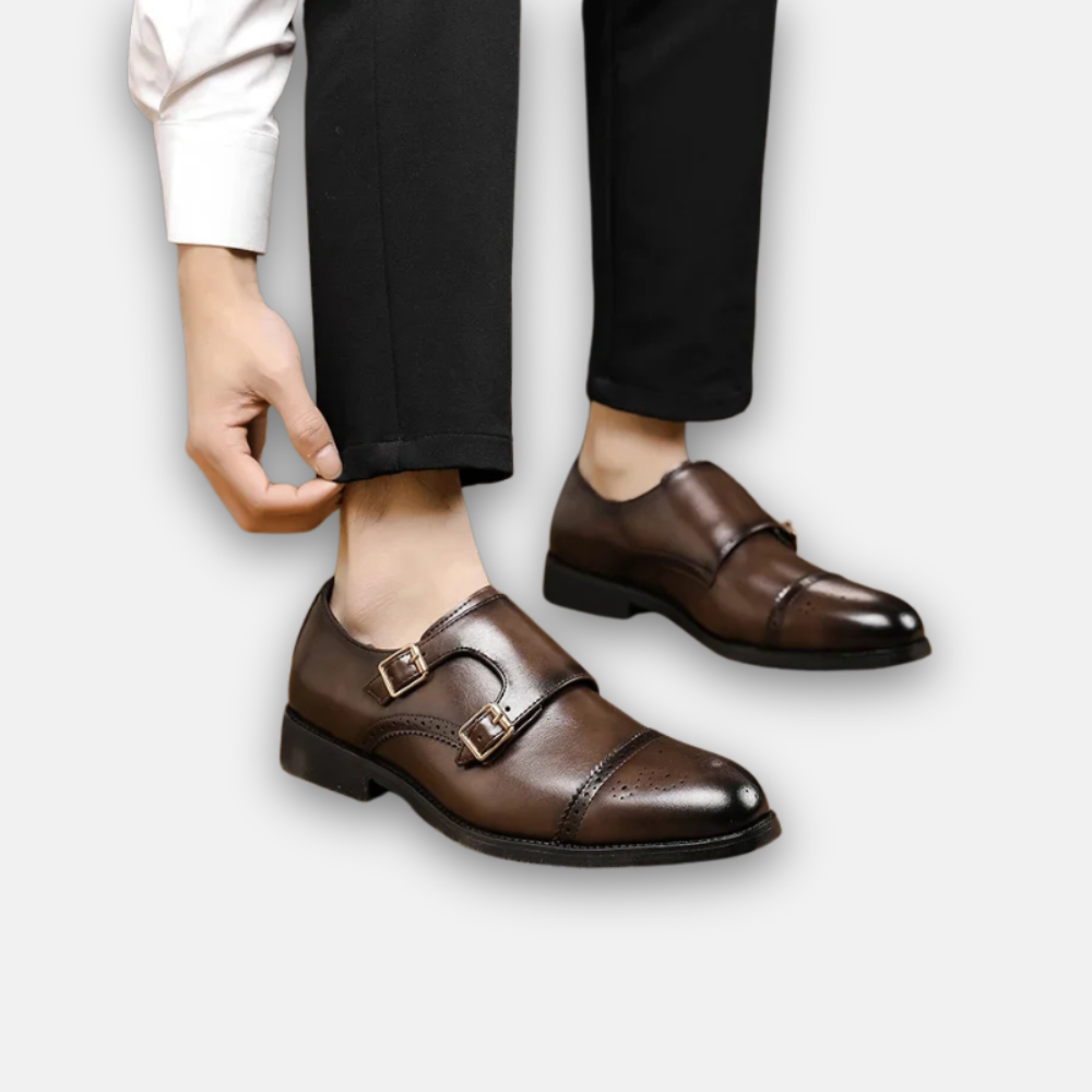 Men’s Double Monk Strap Leather Shoes – The Elegance of Detail | Othier