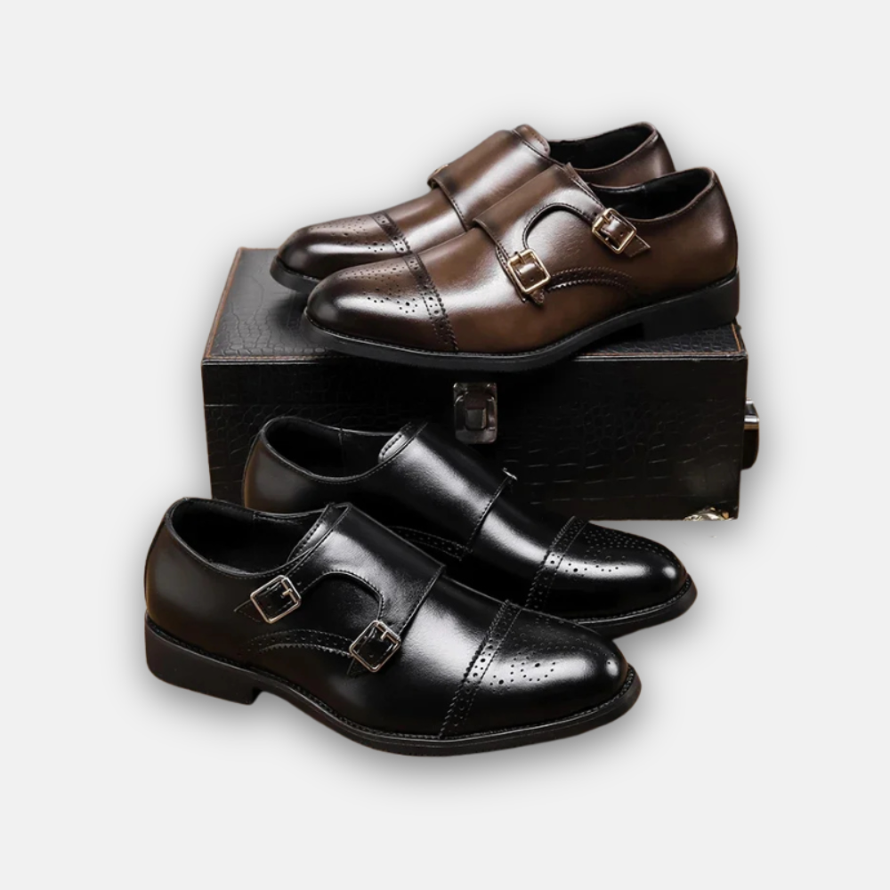 Men’s Double Monk Strap Leather Shoes – The Elegance of Detail | Othier